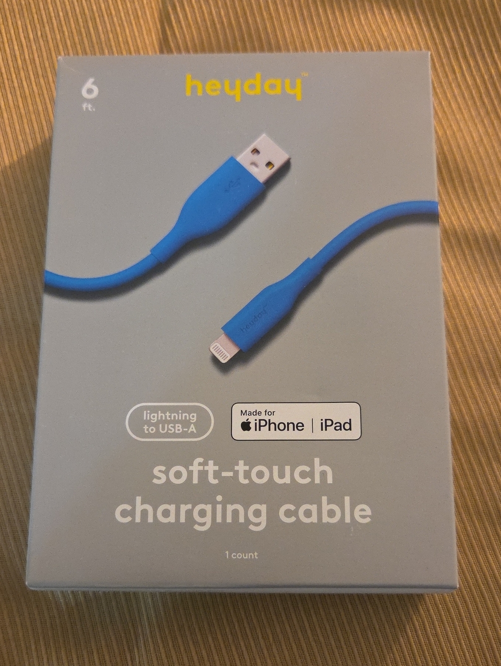 heyday Soft-Touch Lightning to USB-A Cable — Bright Blue